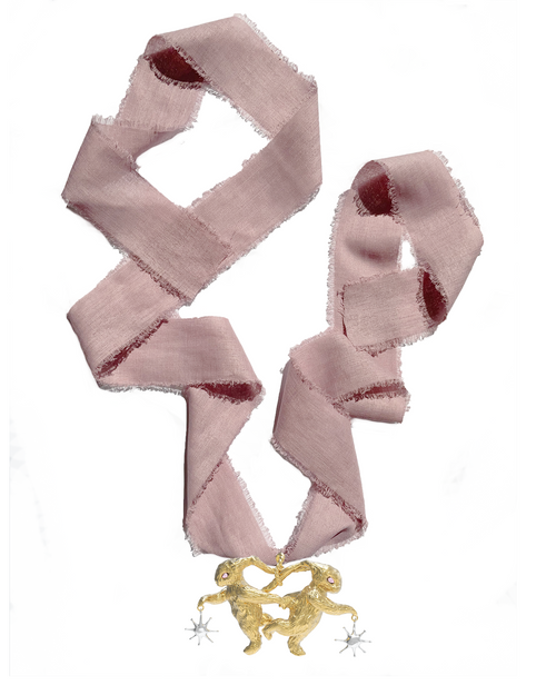 RABBIT 23AW / LUCKY RABBIT BACK TO BACK DANCE NECKLACE(RIBBON)