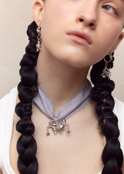 RABBIT 23AW / LUCKY RABBIT BACK TO BACK DANCE NECKLACE(RIBBON)