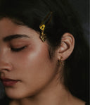 MINI CRESENT EARRINGS WITH GEM STONE