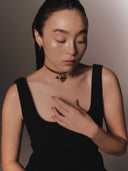 Hearted Lock Velvet Chocker/Brooch