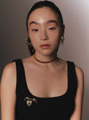 Hearted Lock Velvet Chocker/Brooch