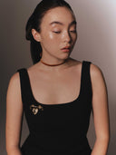 Hearted Lock Velvet Chocker/Brooch