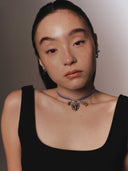 Hearted Lock Velvet Chocker/Brooch