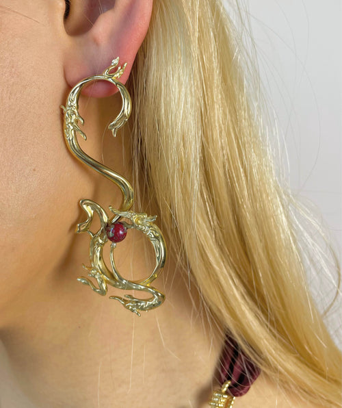 SPRING SPECIAL 2024/ FROLICKING DRAGON BEADS  LONG EARRINGS