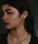 MINI CRESENT EARRINGS WITH GEM STONE