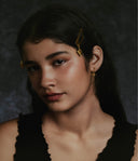 MINI CRESENT EARRINGS WITH GEM STONE