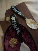 Mother-of-Pearl Inlaid Floral Wooden Spoon
