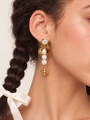 Cream Enamel Long Chain Earrings