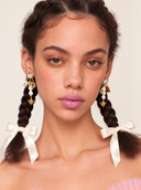 Cream Enamel Long Chain Earrings