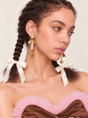 Cream Enamel Long Chain Earrings
