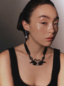 Swan Twins Ribbon Necklace