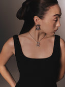 Carved Heart Frame Earrings