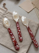 Red Handle Floral Shell Spoon