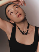 Swan Twins Ribbon Necklace