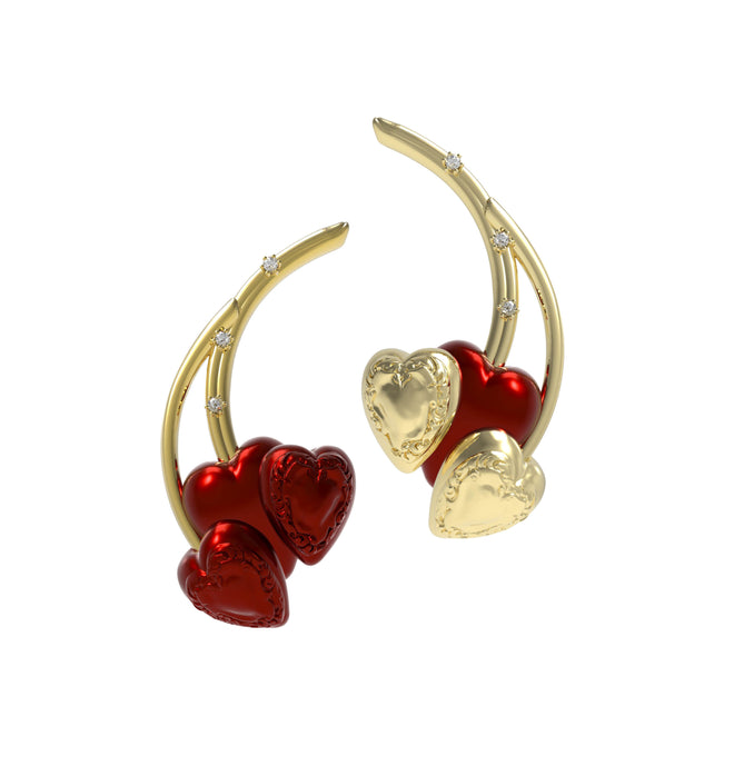 PROVERBS OF LOVE 24AW / Cherry Hearts Enamel Earrings