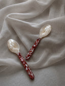 Red Handle Floral Shell Spoon