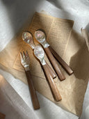 Wooden Handle Shell Cutlery Set