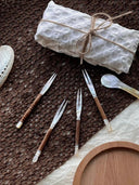 Wooden Handle Shell Fruit Fork Set