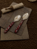 Red Handle Floral Shell Spoon