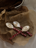 Red Handle Floral Shell Spoon