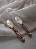 Red Handle Floral Shell Spoon