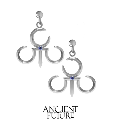 THE MIRAGE OF ABYSS 24SS / MINI CRESENT EARRINGS WITH GEM STONE