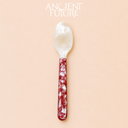 Red Handle Floral Shell Spoon