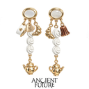 Cream Enamel Long Chain Earrings