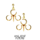 MINI CRESENT EARRINGS WITH GEM STONE